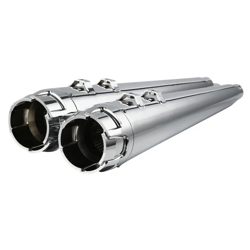 Motorcycle 4" Slip On Mufflers Dual Exhaust Pipes For Harley Touring Road King Road Glide Electra Glide 1995-2016 Black/Chrome