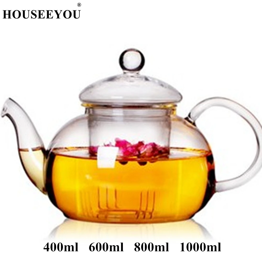 1PC New Practical Resistant Bottle Cup Glass Teapot with Infuser Tea Leaf Herbal Coffee Pot 400ML 600ml 1000ml 1500ml | Дом и сад