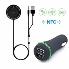 NFC Handsfree Bluetooth Car Kit Wireless A2DP Bluetooth 4.0 Receiver Aux Car Audio Music Player 2-USB 5V 3.1A Car Charger