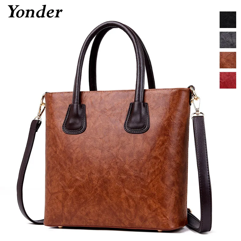 

Yonder luxury handbags women bags designer Vintage shoulder messenger bags ladies large tote bag soft PU leather handbag retro