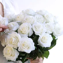 Шелковые, настоящие, искусственные розы, великолепные цветы, свадебные фальшивые цветы для дома, вечерние, Декор, подарок на день Святого Валентина, 15 шт./лот