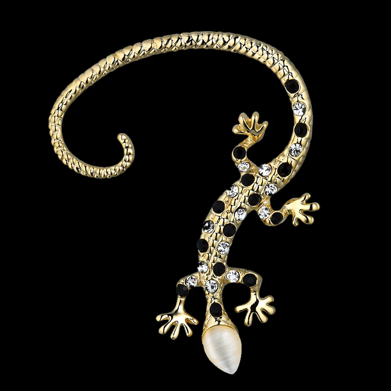 Brincos серьги-клипсы для женщин ювелирные изделия готический панк ящерица золотой цвет Цирконий серьги на левое ухо