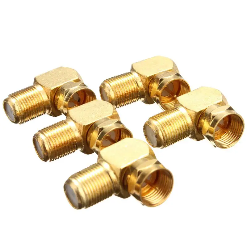 

5x F RG6 RG59 Plug Socket Aerial Coaxial Coax Connector Adapter 90 Degree Right Angled