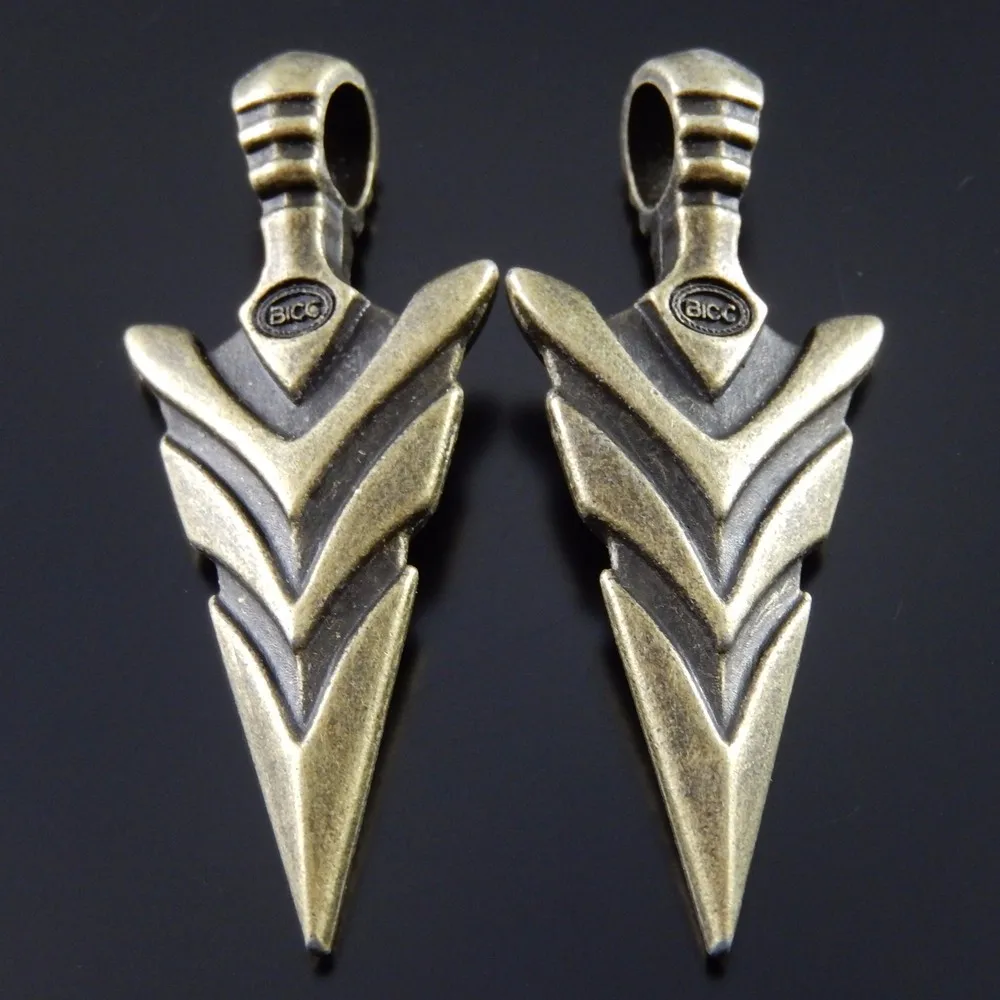 10PCS Vintage Cool Sword Pendants AU37018 Antique Vintage Style Bronze Tone Alloy Cool Arrow Head Pendant Charm Hot sale