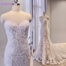 Новое недорогое свадебное платье русалки милое без рукавов тонкое кружевное с вышивкой сексуальное рыбий хвост длинное свадебное платье Vestido De Novia