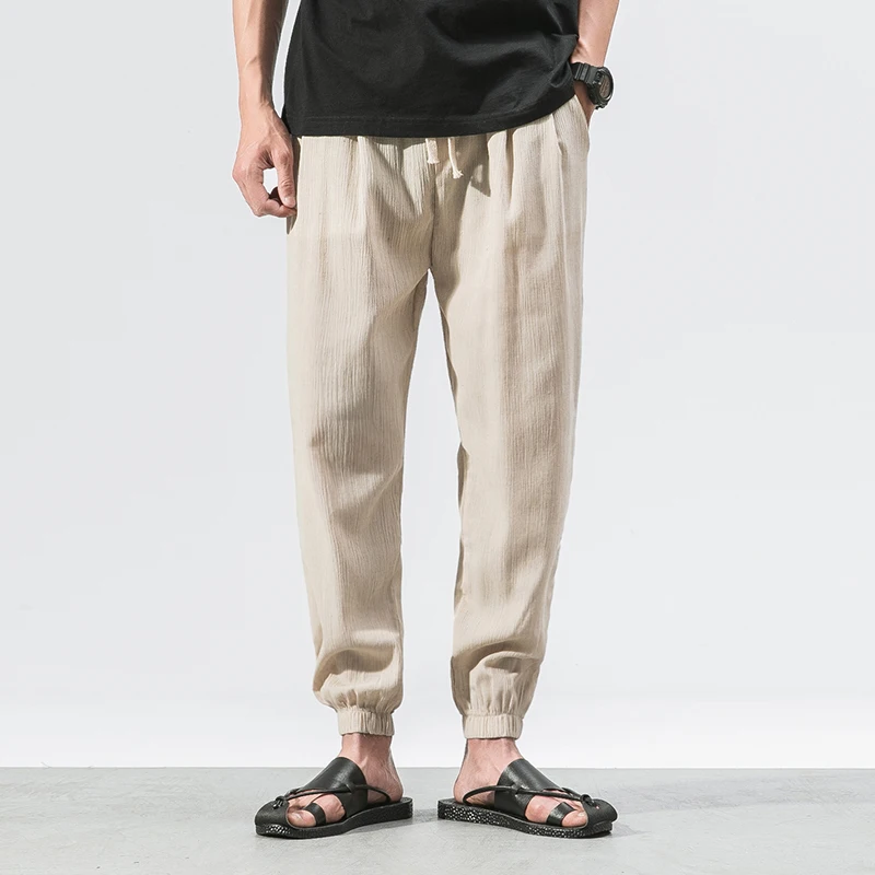 Jotebriyo Mens Casual Lightweight Cotton Linen Harem Trousers Elastic Waist Solid Color Jogger Pants Jotebriyo Mens Casual Lightweight Cotton Linen Harem Trousers Elastic Waist Solid Color Jogger Pants