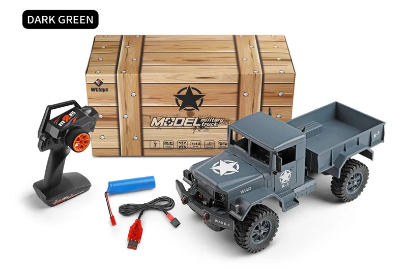 Новости прибытие 124301 WLtoys 2,4 г RC автомобилей 1:12 военный грузовик 4WD удаленного Управление автомобиля армейский грузовик электрические игрушки для мальчиков подарки - Цвет: Зеленый