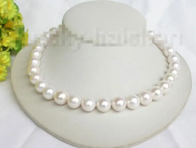 

Free shipping hot sale Women Bridal Wedding Jewelry >>natural AAA 13mm 17" round white pearls necklace 925sc clas j7510