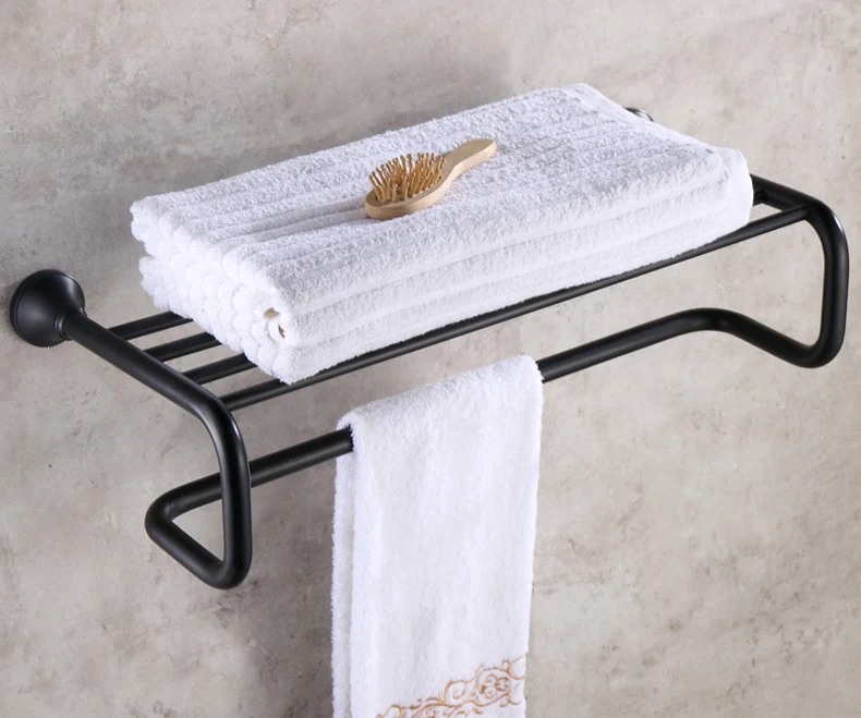 Wall Mounted Black Oil Rubbed Antique Brass Bathroom Large Towel Rail Towel Bar Holder Shelf Bathroom Accessory mba851