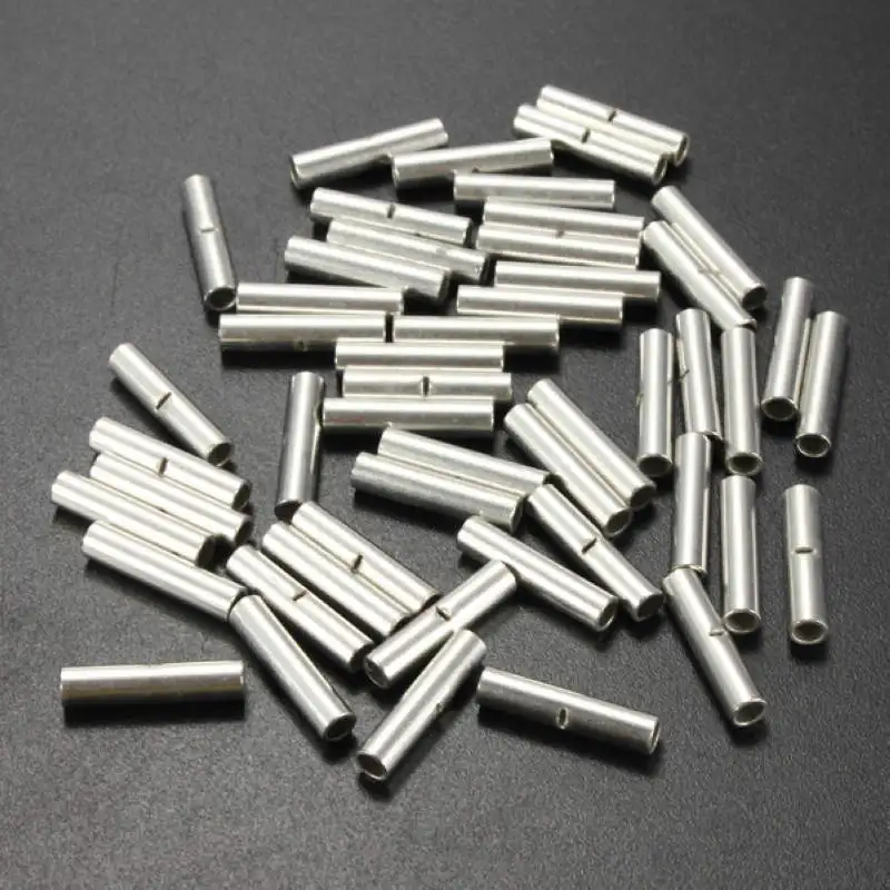 

50pcs 10-12/14-16/18-22AWG Uninsulated Car Wire Butt Connectors Crimp Terminal Connector