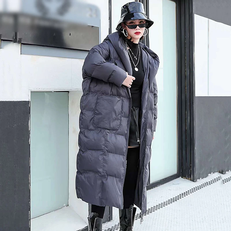 CHICEVER женская зимняя куртка с капюшоном и длинным рукавом на молнии, свободное плотное пальто, женские куртки, корейская модная одежда, новинка