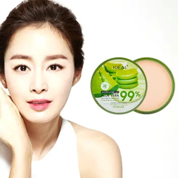 

Natural Aloe Vera Moisturizing Smooth Foundation Pressed Powder Makeup Concealer Pores Cover Face Whitening Brighten Powder