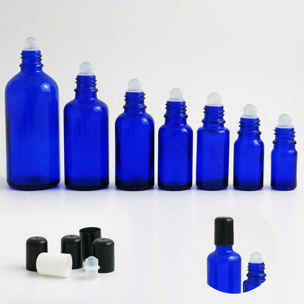 

Blue Small Empty Glass Roller Rollerball Essential Oil Roll on Bottles Travel Refillable Bottle 5ml-100ml 1oz 1/2oz 50cc 20pcs