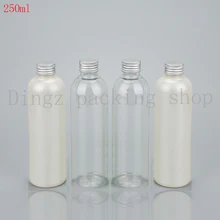 Пустая пластиковая бутылка-контейнер 250 мл, упаковка для эфирного масла, бутылочки для геля для душа с винтом, алюминиевая верхняя крышка, многоразовые бутылки для макияжа