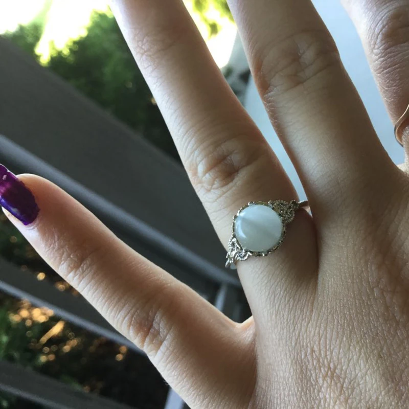 Классические кольца в готическом стиле 925 с лунным камнем для женщин, обручальное кольцо с кристаллами из смолы, Роскошные Ювелирные Изделия Bague Femme Anillos Mujer O5S094