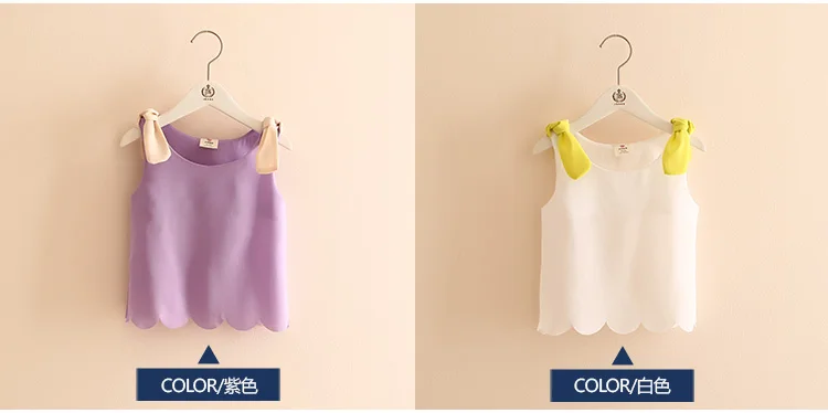 Girls Tops 2018 Summer Cotton Candy Color Orange Black White Blue Yellow Pink Purple Sleeveless O-Neck Chiffon T-Shirt Baby Girl (4)
