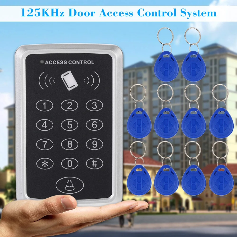 

Single Door Proximity 125KHz RFID Card Access Control System Keypad Include 10pcs ID Keyfobs