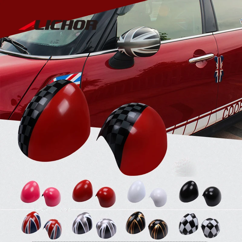2pcs Door Rear View Mirror Covers Stickers For Mini Cooper S Clubman