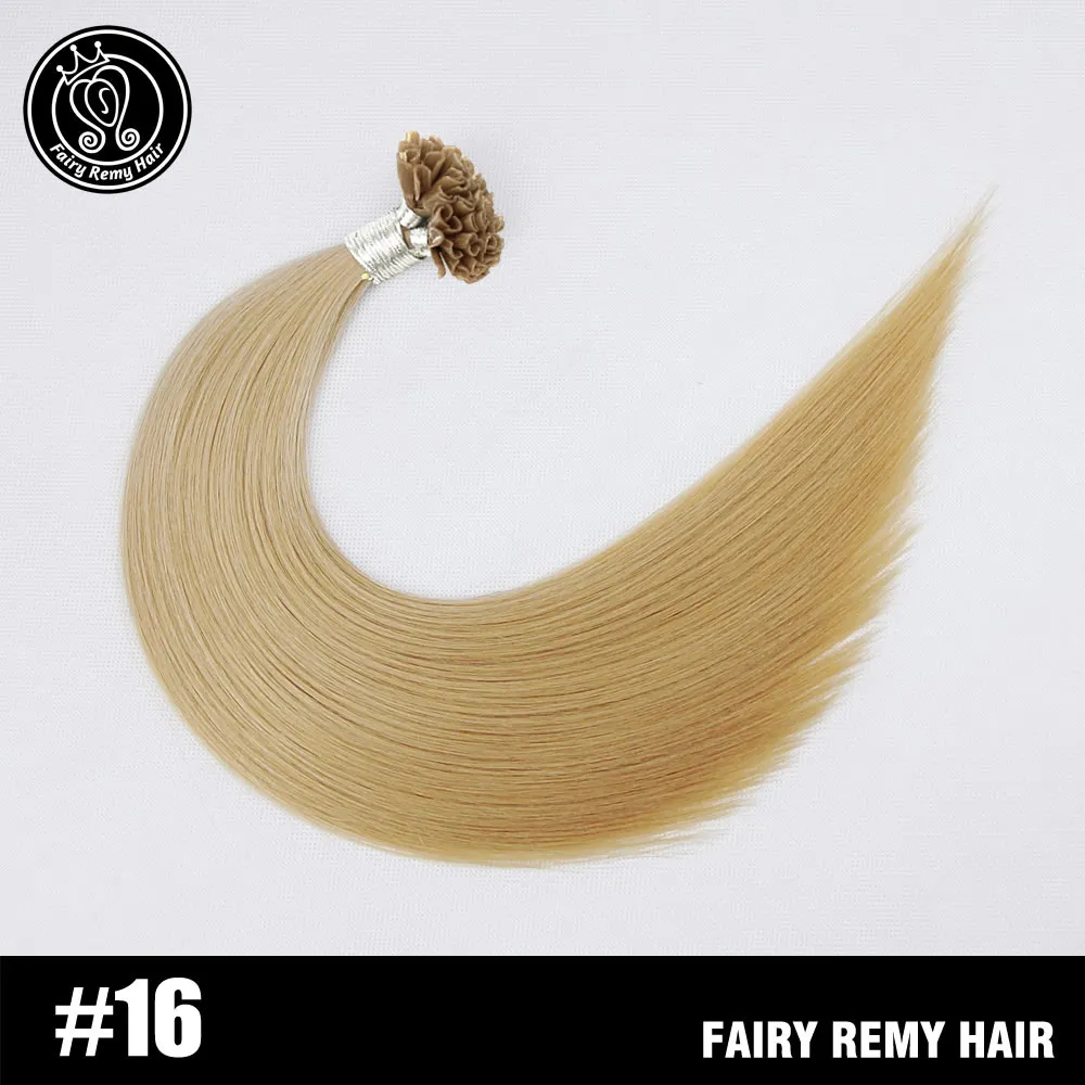 Сказочные волосы remy, 1 г/локон, 16 дюймов, настоящие человеческие волосы Remy Fusion для наращивания, кератиновые Натуральные Цветные пряди волос, капсулы 50 г/ПАК - Цвет: #16