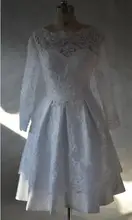 Hot Selling New Real Image Long Sleeve Vintage Lace Short Wedding Dresses Vestidos De Noiva Robe De Mariage Bridal Gowns W2005