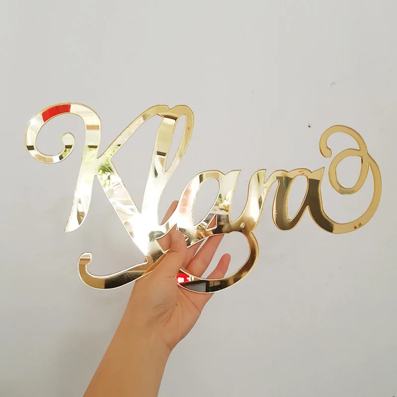 Mirror Gold Name Sign Personalized Acrylic Name Wedding Signs Party Decor Backdrop Hanger