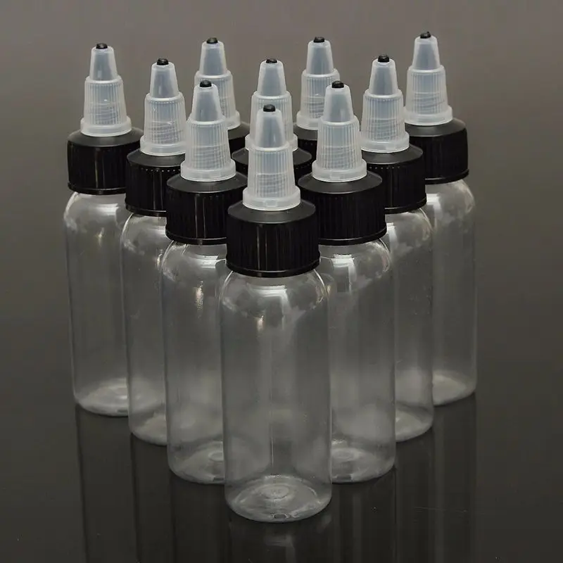 Wholesale 10PCS Plastic Empty Tattoo Ink Pigment Bottles Twist Top 2oz