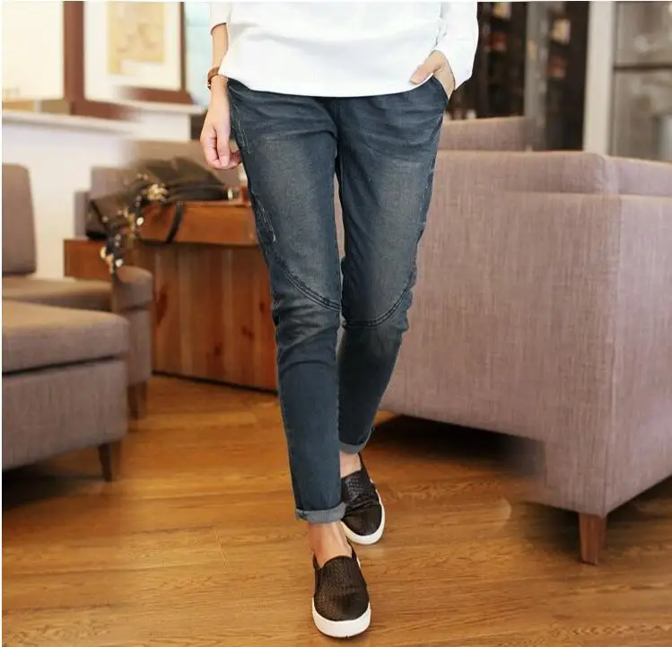 Women Spring Summer Loose Elastic Waist Jeans 2017 New