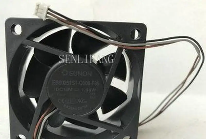 Оригинальный SUNON 6025 60x60x25 мм (6 см) EB60251S1-Q000-F99 AC/DC 12 V 1,56 W 3-провода проектор охлаждающий вентилятор