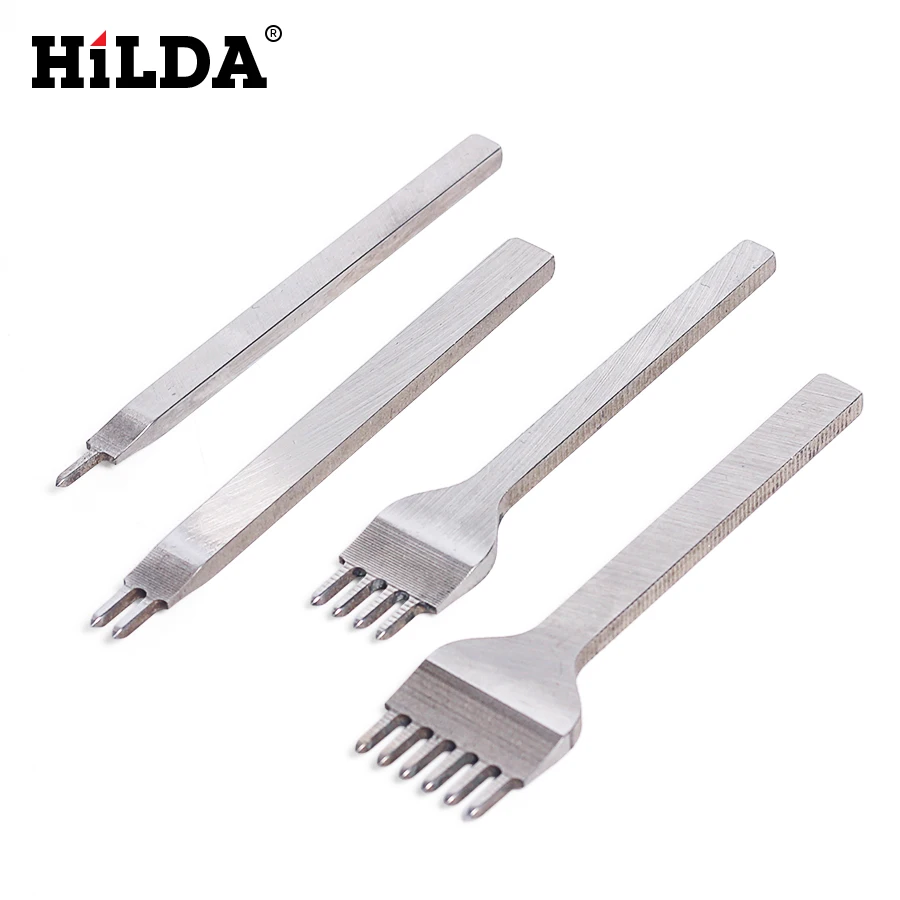 

KINGGUARD 4Pcs 4mm Prong Leather Tools Leather Craft Tools Hand Tools piercer for the skin Leather Hole Punches Stitching Punch