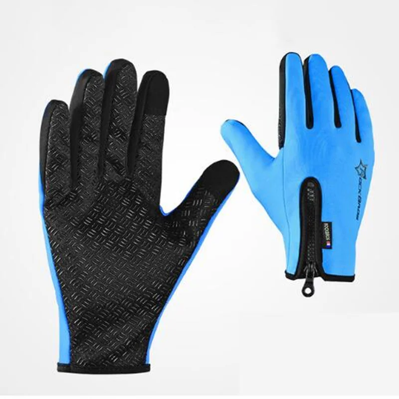 ROCKBROS водонепроницаемые лыжные перчатки с сенсорным экраном термальные флисовые мотоциклетные сноубордические перчатки для лыжного спорта Велоспорт бег мужские и женские перчатки - Цвет: 1BL