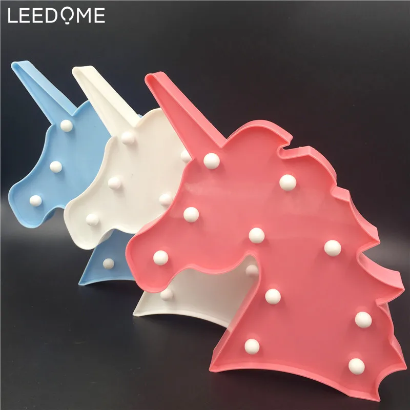 

Leedome Modern Unicorn Head Led Nightlight Animal Marquee Table Lamp For Children Party Bedroom Decoration Lighting Lights