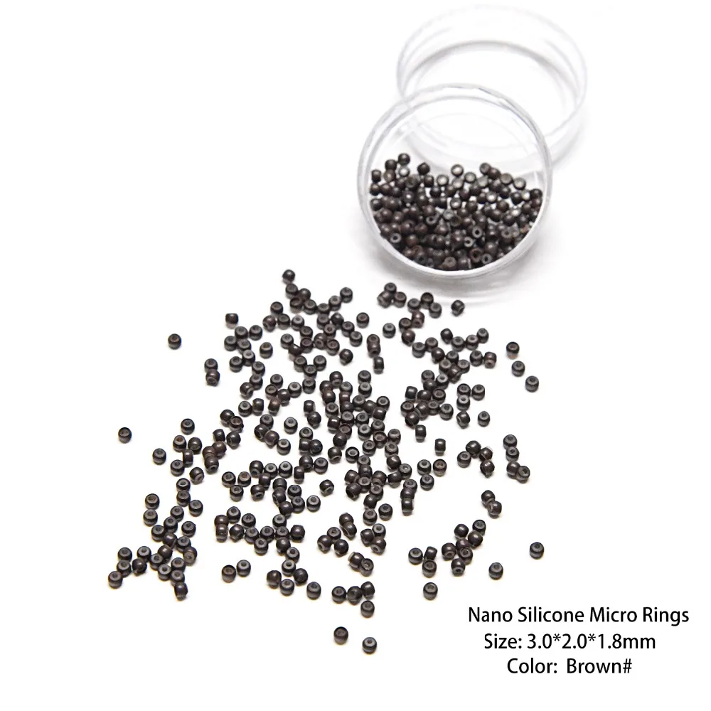 

Neitsi Silicone Nano Ring Beads For Micro Loop Links Fusion Keratin Human Hair Extensions Blonde 1000 Beads Brown