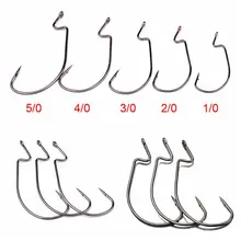 50 шт. рыболовный крючок 1/0-5/0# червь набор крючков черный цвет джиг большой Рыболовный крючок на окуня 5 размер рыболовные крючки