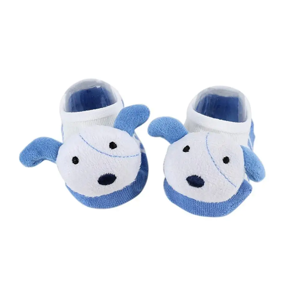 Носки для маленьких мальчиков и девочек, носки с милой собачьей головкой, хлопковые носки до щиколотки для детей от 0 до 1 лет - Цвет: Синий