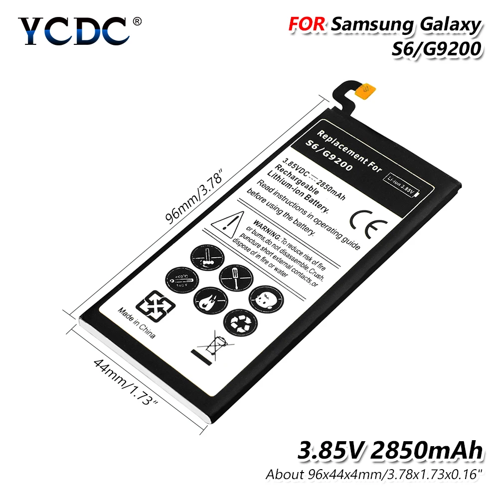 

Generic Lithium Phone Battery For Samsung GALAXY S6 G9200 G920F G920I G920A G920V G920T G920P 2850mAh Replacement Batteries