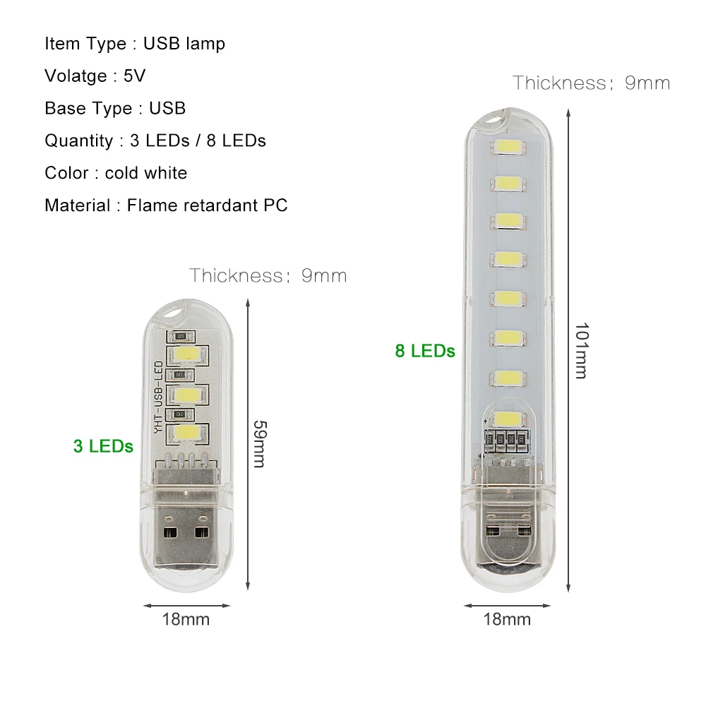 1 шт. USB светодиодный Ночной светильник 12 Светодиодный s 8 светодиодный s 3 светодиодный s холодный белый светильник для чтения гаджет ноутбук Внешний аккумулятор компьютер