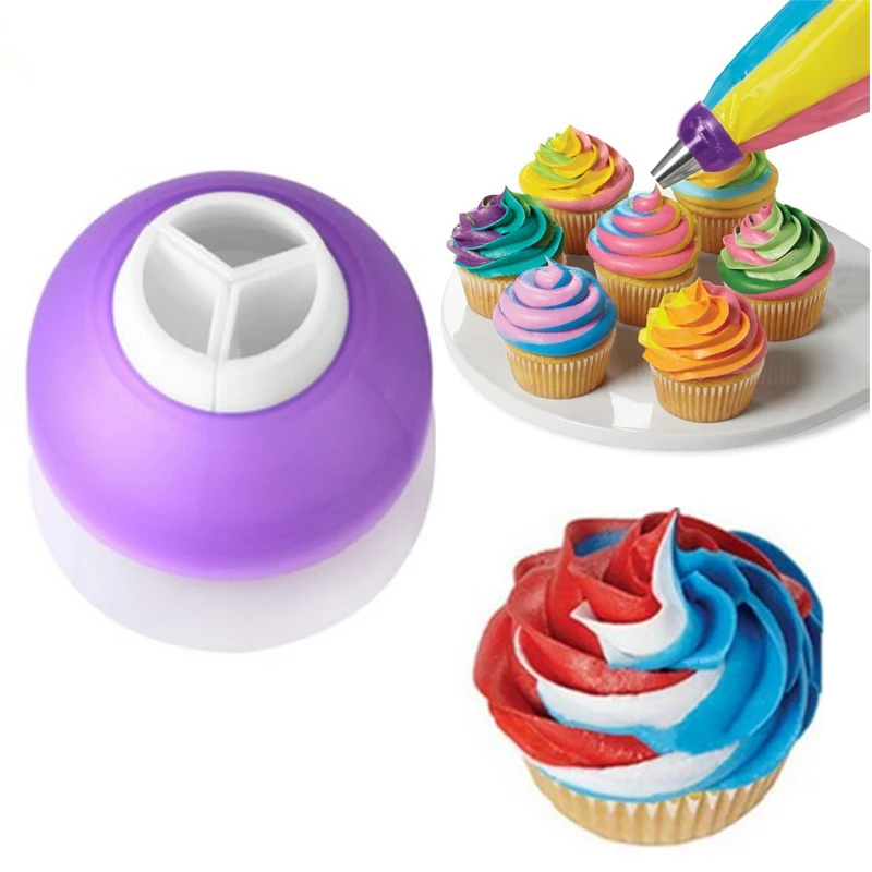 

Hoomall 3-Color Tri-color Icing Piping Bag Nozzle Converter Cream Coupler Cake Decorating Tools For Cupcake Fondant Cookie