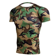 Army Green Camo T Shirts Men Crossfit Compression Shirt Short Sleeve GYMS T-Shirts MMA Rashguard Fitness Tshirt Brand Tees Tight