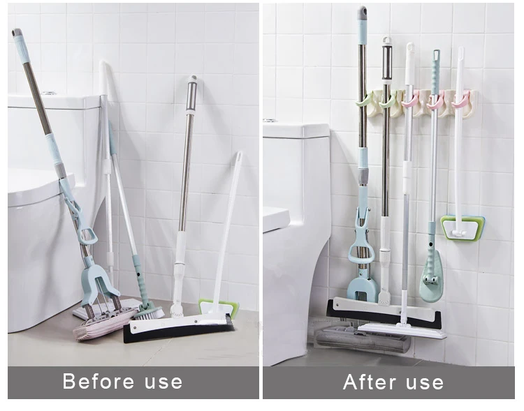 Многофункциональная вешалка для швабры, противоскользящие ABS принадлежности для ванной комнаты, Швабра для хранения зонта, 2/3 крючков, многорядные инструменты для чистки хранения-66778