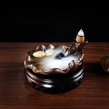 Lotus leaf smoke incense burner blue of smoke incense burner plate tower incense cone incense burner free shipping blue smoke
