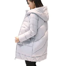Baru 2017 musim dingin berkerudung jaket katun gumpalan mantel wanita menengah-panjang ramping kasual busana bawah parka plus ukuran XXL coats