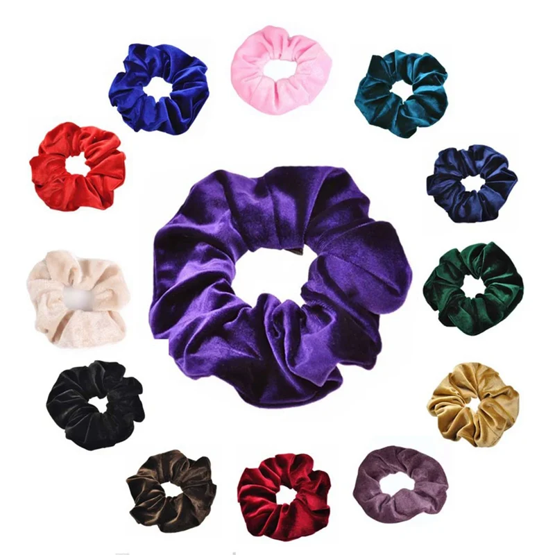 12cm Soft velvet scrunchie ponytail holder handmade girls vintage pink BLUSH