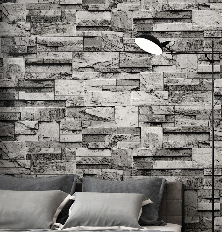 Vintage Stacked Brick 3d Stone Wallpaper Roll Grey Brick Wall Background For Living Room Pvc Vinyl Wall Paper Stereoscopic Look Wallpapers Aliexpress