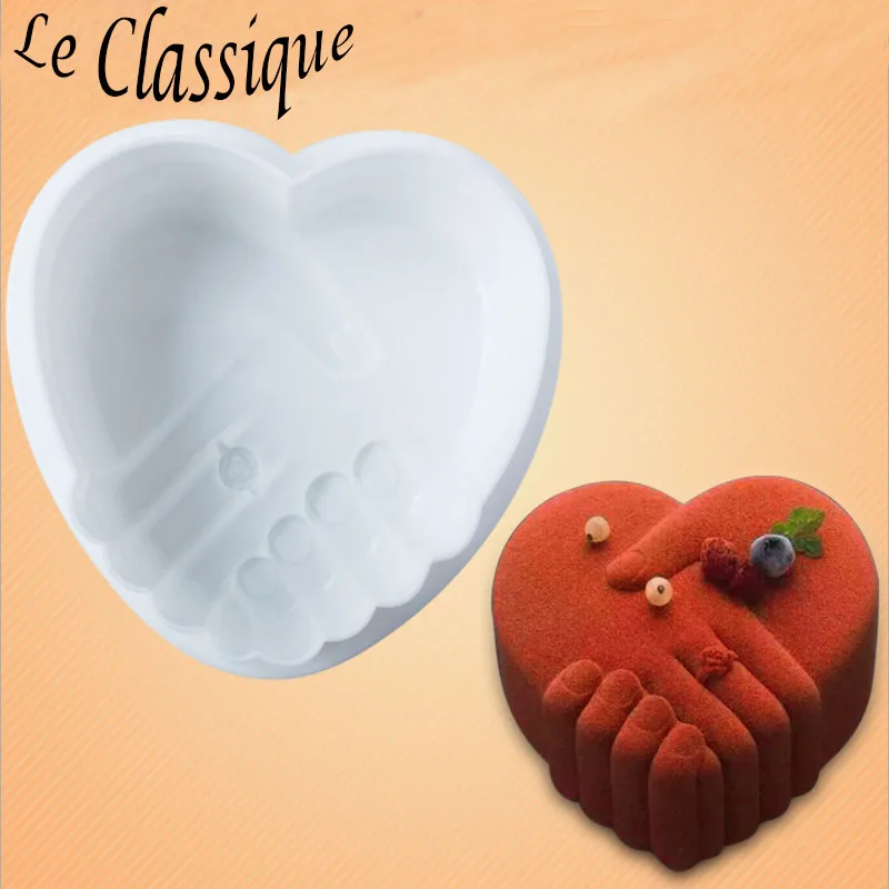 2PCS/Lot Large&ampSmall Sizes Hand in Heart Shape Mousse Cake Mold Bakeware Tool Made China | Дом и сад