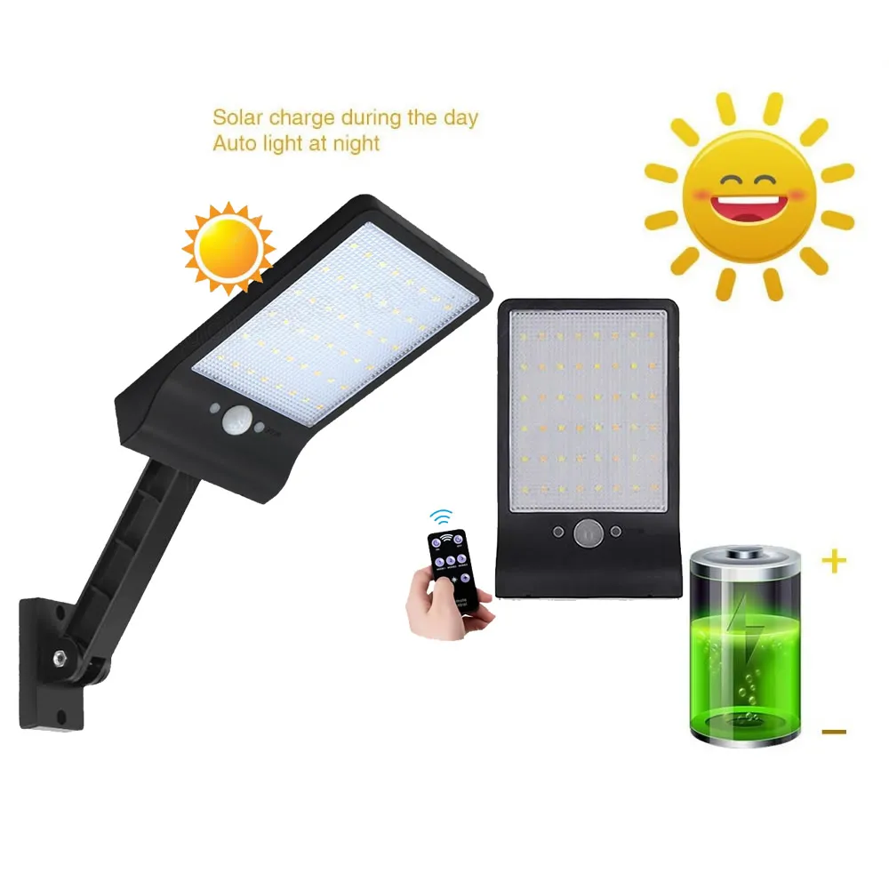 

remote control solar street light 48/60 LED Wireless Solar Lights Outdoor Decor Waterproof PIR Motion Sensor spot flood bul