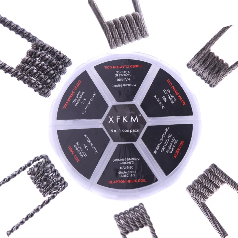 Оригинальная катушка XFKM 6 в 1 Clapton Coil Pack Alien Alpha Braid Fused Helix clapперехват катушки