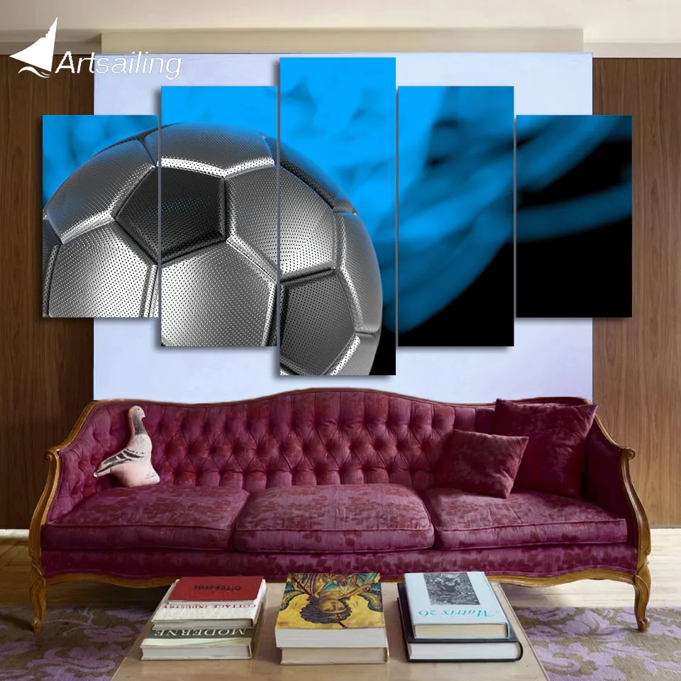 Artsailing 5 Piece Soccer wall art Canvas Art footballPainting Wall