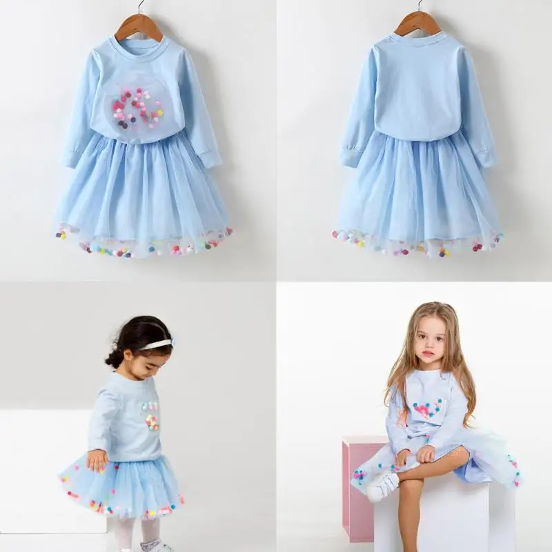 

Baby Clothing Sets Spring Baby Boys girls Clothes Autumn 2pcs Girl Baby Clothes Set Long Sleeve Sweatshirt Sweet Pompon Decor