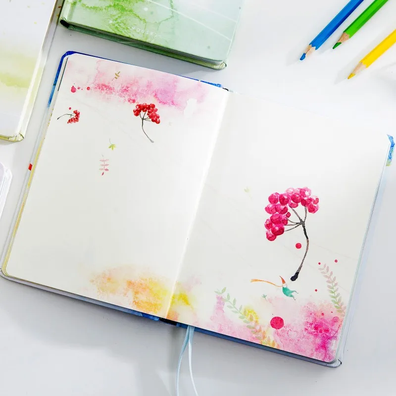

Creative Notebook Handbook Diary Planner Cute Color Page Blank Paper Sketchbook Drawing Agenda A5 Notepad Japanese Stationery