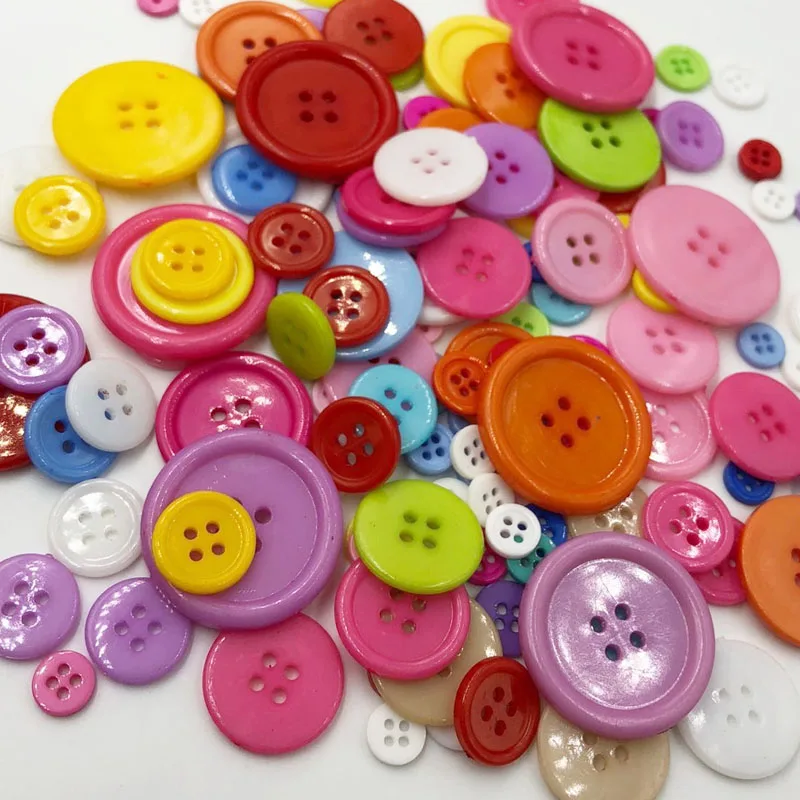 

50Pcs 4 Holes Mixed Size Resin Buttons For Craft Round Sewing Buttons Scrapbook DIY Home Decoration Accessories PH182